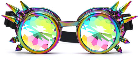 FLORATA Caleidoscoop Kleurrijke Glazen Rave Festival Party EDM Zonnebril Afgebogen Lens Steampunk Goggles X