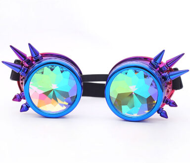 FLORATA Caleidoscoop Kleurrijke Glazen Rave Festival Party EDM Zonnebril Afgebogen Lens Steampunk Goggles
