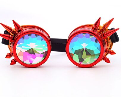FLORATA Caleidoscoop Kleurrijke Glazen Rave Festival Party EDM Zonnebril Afgebogen Lens Steampunk Goggles