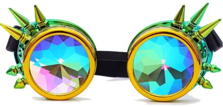 FLORATA Caleidoscoop Kleurrijke Glazen Rave Festival Party EDM Zonnebril Afgebogen Lens Steampunk Goggles