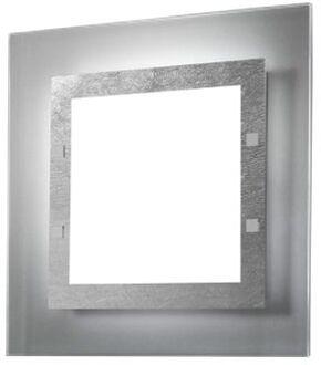 Florence Plafondlamp, 2x E27, Metaal/glas, Blad Zilver, 40x40cm