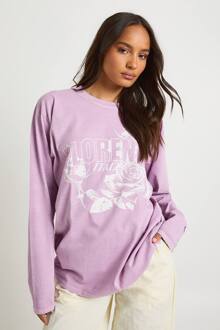 Florence Roses Bedrukte T-Shirt Met Lange Mouwen, Mauve - S