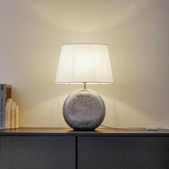 Florentino tafellamp, 49 cm, keramiek, textiel wit, zilver