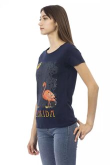 Florida Grafische T-Shirt Flamingo Print - maat S Donkerblauw