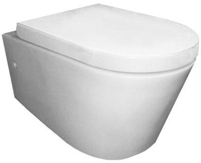 Flow Rimless Wandcloset met Nano Coating 55 cm. + Zitting Diepspoel - Wit