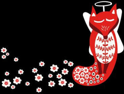 Flower Fox Women's T-Shirt - Black - 3XL