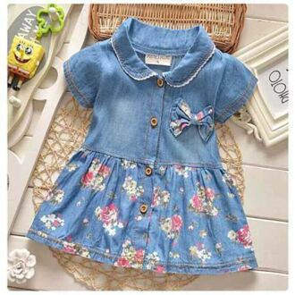 Flower Girl Summer Princess Denim Jean Dress Kid Baby Party Wedding Pageant Dresses Clothes 1-2 Y
