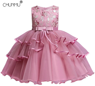 Flower Girls Dress Elegant Princess Children Party Wedding Dress Lace Tutu Kids Dresses for Girls Birthday Party Dress Vestido