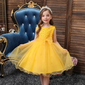Flower Girls Dress for Wedding Party Elegant Children Princess Lace Applique Gown Sleeveless Kids Dresses for Girls Clothes