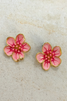 Flower Oorbellen Goud Roze