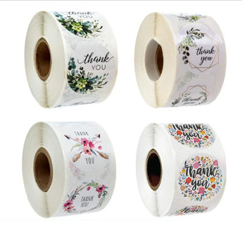 Flower Paper Label Sticker Golden Thank You Sticker Scrapbook 500 Pieces Wedding Gift Card Business Packaging Stationery Sticker