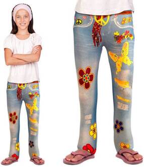 Flower Power jean legging voor kinderen - Accessoires > Panty's en kousen