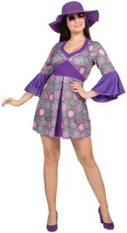 Flower Power Jurk Groovy Paars Paars - Lila