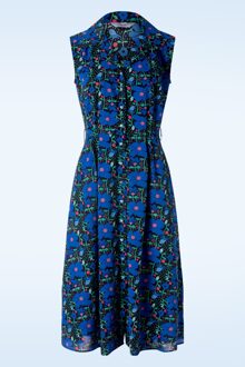 Flower Power jurk in blauw Blauw/Multicolour