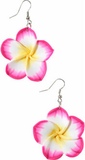 Flower Power verkleed thema roze bloemen oorbellen