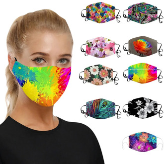 Flower Printed Mask Cotton Breathable Mouth Mask Cloth Mouth Caps Adult Reusable Face Mask Protective Mouth Cover masques