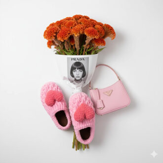 Fluffy bow roze - maat 39