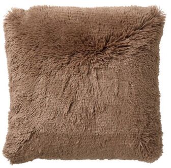 FLUFFY - Kussenhoes 45x45 cm - superzacht - effen kleur - Tobacco Brown - bruin