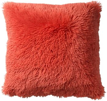 FLUFFY - Sierkussen 45x45 cm - superzacht - effen kleur - Coral - koraalroze Rood