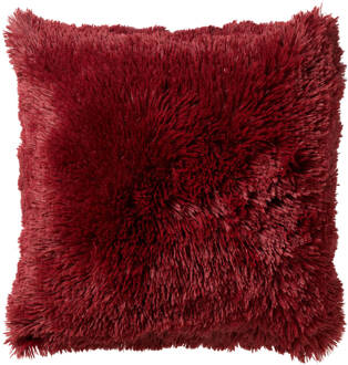 Fluffy - Sierkussen Unikleur Merlot 45x45 Cm - Rood - Rood