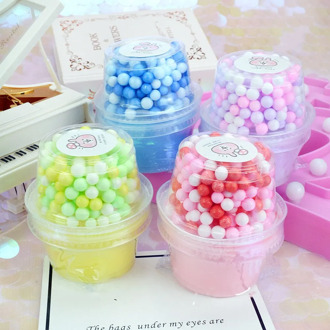 Fluffy Slime with Styrofoam Balls Polymer Clay Super Light Soft Cotton Charms for Slime Kit Antistress Toys