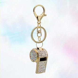 Fluitje Strass Sleutelhanger Auto Sleutelhanger Portemonnee Tas Hanger Decoratie Opknoping Ornament (Gouden Wit)