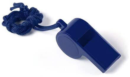 Fluitjes van kunststof - Multipack van 10x stuks - blauw - aan koordje - herrie maken - sport