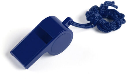 Fluitjes van kunststof - Multipack van 10x stuks - blauw - aan koordje - herrie maken - sport