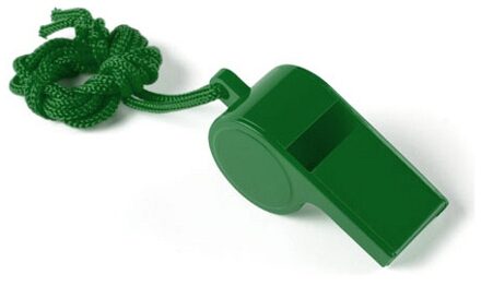 Fluitjes van kunststof - Multipack van 10x stuks - groen - aan koordje - herrie maken - sport