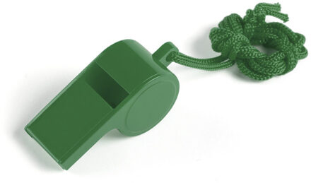 Fluitjes van kunststof - Multipack van 10x stuks - groen - aan koordje - herrie maken - sport