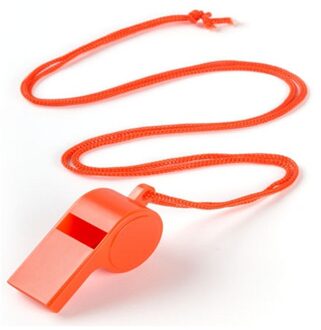 Fluitjes van kunststof - Multipack van 10x stuks - oranje - aan koordje - herrie maken - sport