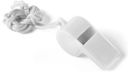 Fluitjes van kunststof - Multipack van 10x stuks - wit - aan koordje - herrie maken - sport