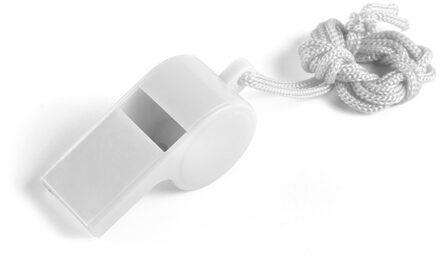 Fluitjes van kunststof - Multipack van 10x stuks - wit - aan koordje - herrie maken - sport