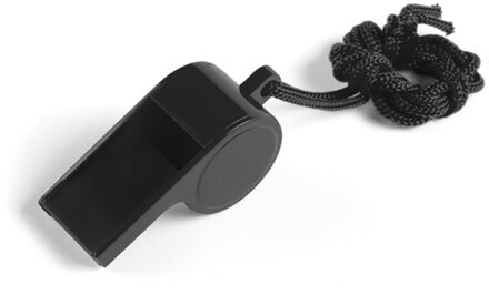 Fluitjes van kunststof - Multipack van 10x stuks - zwart - aan koordje - herrie maken - sport