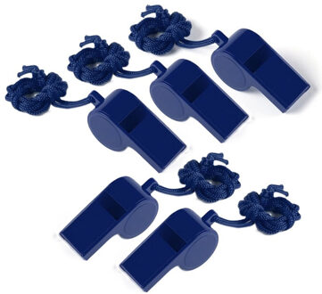 Fluitjes van kunststof - Multipack van 30x stuks - blauw - aan koordje - herrie maken - sport