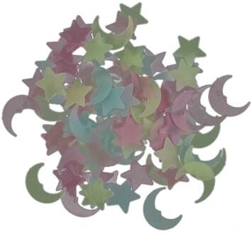 Fluorescent Glow 100Pcs Star De En Maan Energie In Opslag Dark Kerst Kids Slaapkamer Muurstickers Baby Kamers Home decoratie