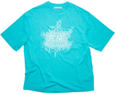 Fluorescerend Blauw Logo T-shirt Acne Studios , Blue , Heren - L,M,S
