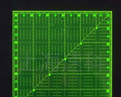 Fluorescerend Groen Acryl Quilters Heerser, Antislip, Dubbel-Gekleurde Grid Lijnen 4.5 "X4.5", 6 "X6", 9.5 "X9.5", 12.5 "X12.5" 20 "X20"