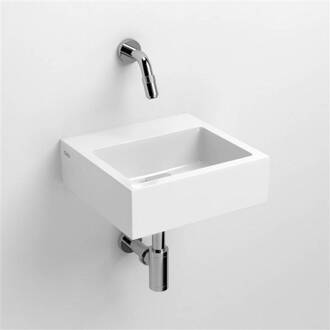 Flush 1 fontein met voorbewerkt kraangat en plug mineral marmer B28xH9xD27cm
