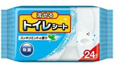 Flushable Toilet Sheet Refreshing Mint 24 pcs