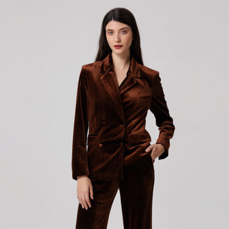 Fluwelen blazer met dubbele rij knopen - maat Bruin