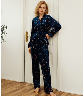 Fluwelen Warme Vrouwen Pyjama Set Gewaden En Broek Lange Mouwen Homewear Herfst Winter Vrouwen Pyjama Nacht Pak Casual