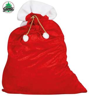 Fluwelen zak Kerstman 60x100cm Rood - Zalm