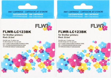 FLWR Brother LC-123 2-pack zwart cartridge