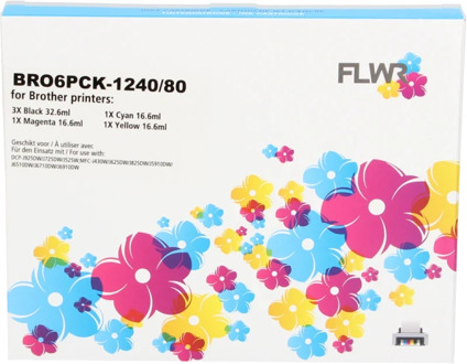 FLWR Brother LC-1240 Megapack zwart en kleur cartridge