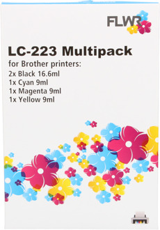 FLWR Brother LC-223 Multipack zwart en kleur cartridge