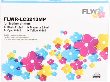 FLWR Brother LC-3213 Multipack zwart en kleur cartridge