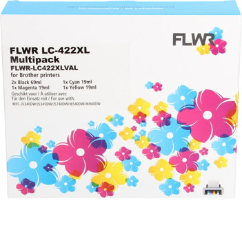 FLWR Brother LC-422XL Multipack zwart en kleur cartridge