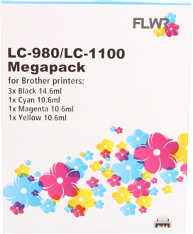 FLWR Brother LC980/1100 Megapack zwart en kleur cartridge