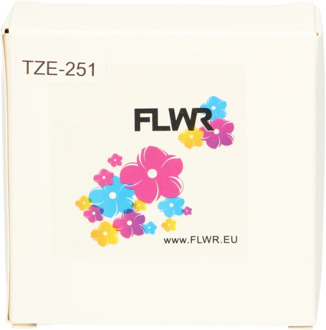 FLWR Brother TZe-251 zwart op wit breedte 24 mm labels